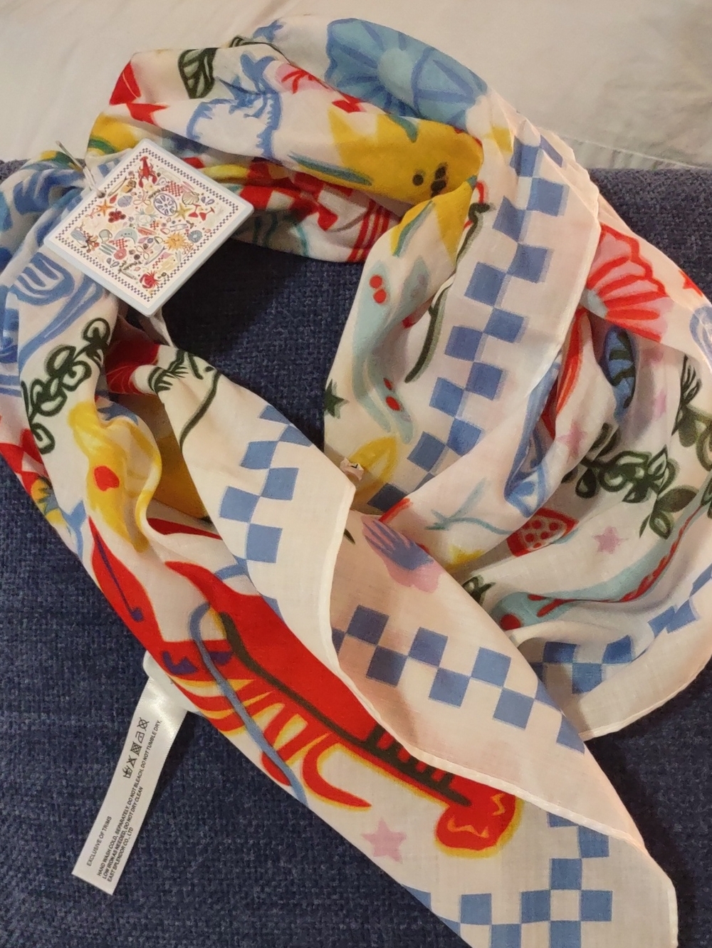 NWTS Piper K Coastal Chic Seafood Scarf Lobster Sardine Summer Resort
